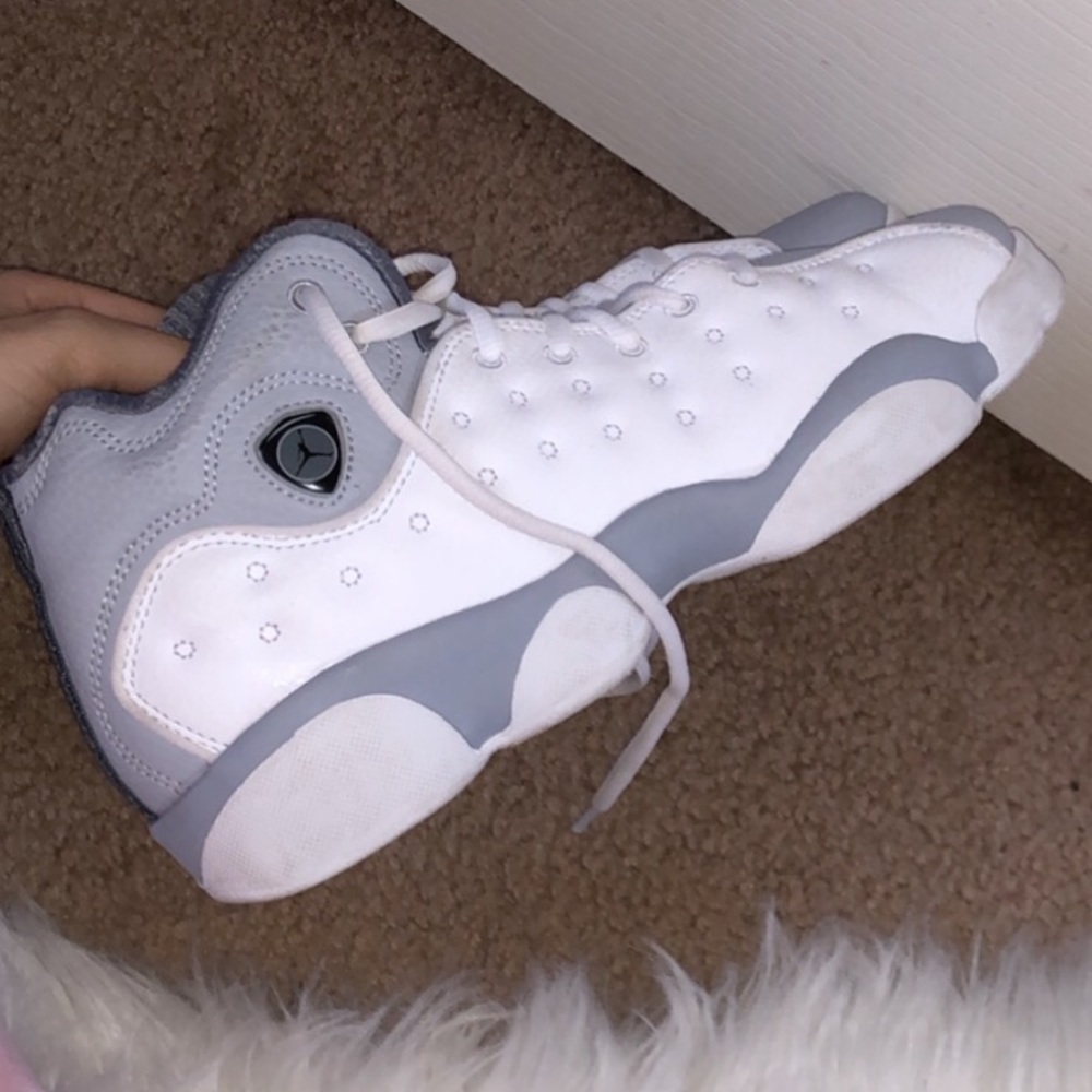 grey and white jordans